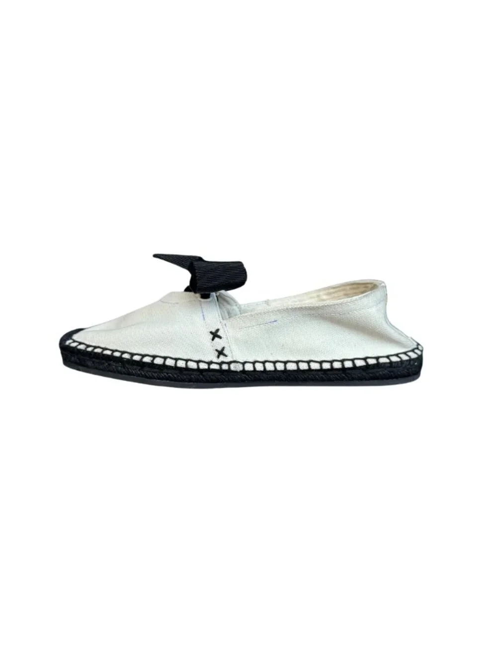 Tory Burch Black Bow Espadrille Flats Women's Cotton Canvas, Size 6.5 NWOB